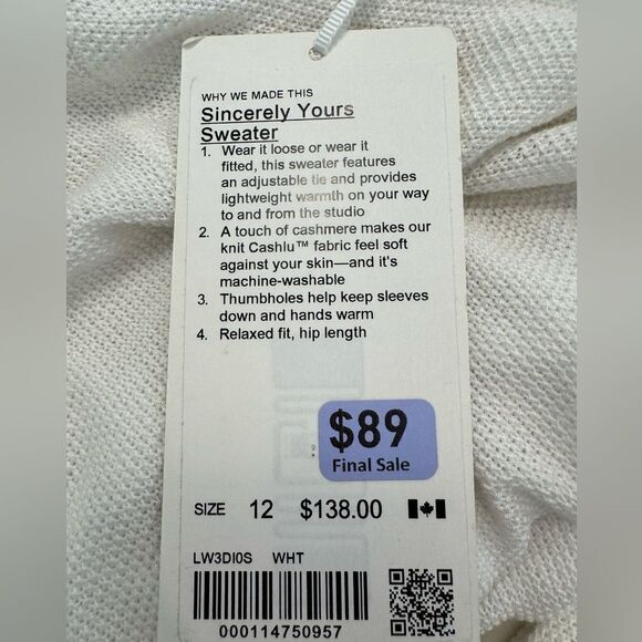 Lululemon white ‘Sincerely yours’ sweater - Picture 8 of 9